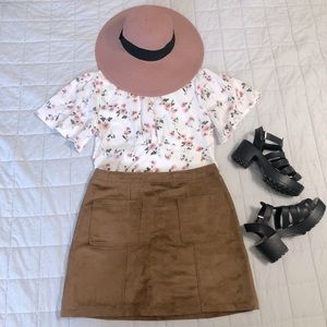 Faux suede mini skirt